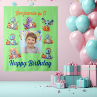 Spooky Baby Dino Kids Birthday Party Backdrop