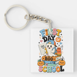 Spooky Back to School Halloween Graphic Design Keychain