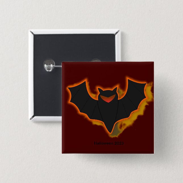 Spooky Bat Halloween Button | Red Theme (Front & Back)