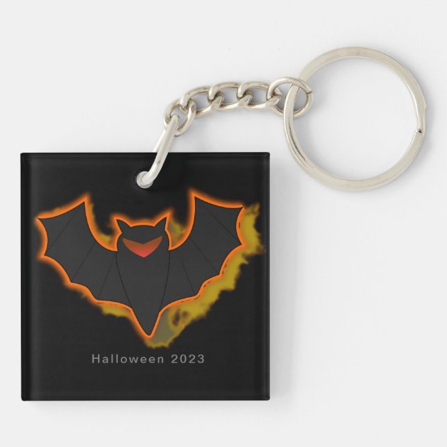 Spooky Bat Halloween Keychain | Black Theme (Back)