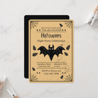 Spooky Bat Halloween Party Invitation