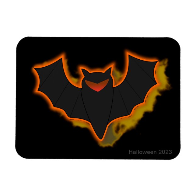 Spooky Bat Halloween Photo Magnet | Black Theme (Horizontal)