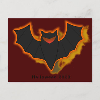 Spooky Bat Halloween Postcard - Red Theme