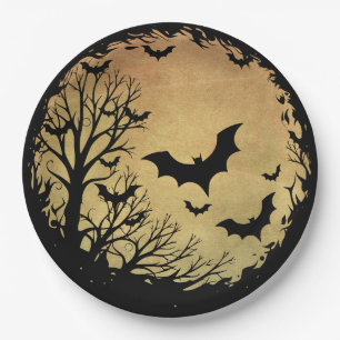 Spooky Bat Moon Paper Plate