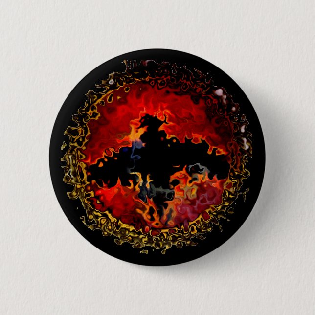 Spooky Bat on Fire 2 Inch Round Button (Front)