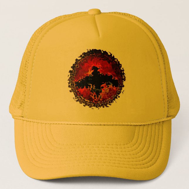 Spooky Bat on Fire Animal Art Trucker Hat (Front)