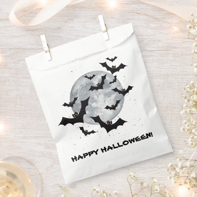 Spooky Bats Happy Halloween Party Favour Bag (Clipped)