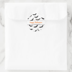 Spooky Bats Personalized Happy Halloween Classic Round Sticker