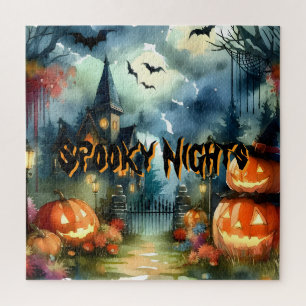 Spooky & Beautiful Halloween Landscape Watercolor Jigsaw Puzzle