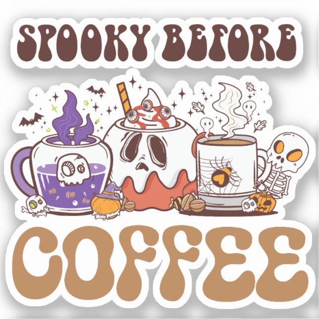 Spooky Before Coffee – Funny Ghost Coffee Brew (Front)