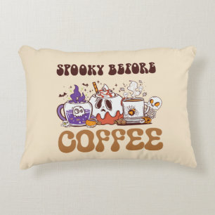 Spooky Before Coffee – Funny Ghost Coffee Brew Accent Pillow