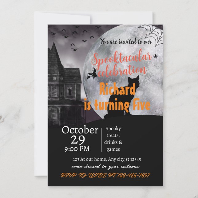 spooky bewitching halloween BIRTHDAYInvitation Invitation (Front)