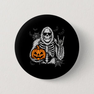 Spooky Bigfoot Jack O Lantern Skeleton Halloween B 2 Inch Round Button