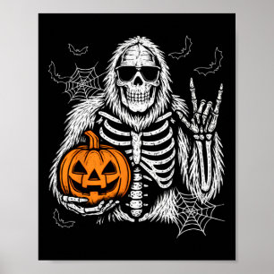 Spooky Bigfoot Jack O Lantern Skeleton Halloween B Poster