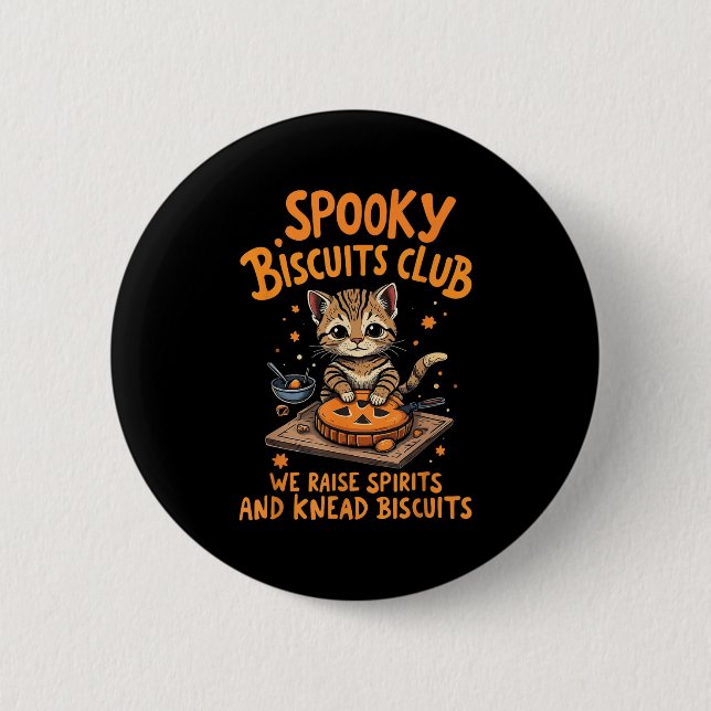 Spooky Biscuits Club Cat Funny Halloween Baking  2 Inch Round Button (Front)