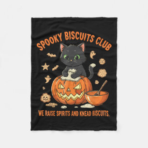 Spooky Biscuits Club Cat Funny Halloween Baking  Fleece Blanket