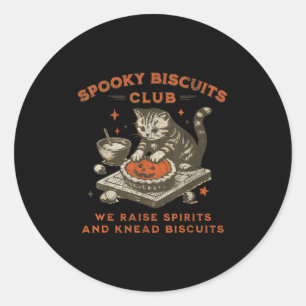 Spooky Biscuits Club Cat, Funny Halloween Baking T Classic Round Sticker
