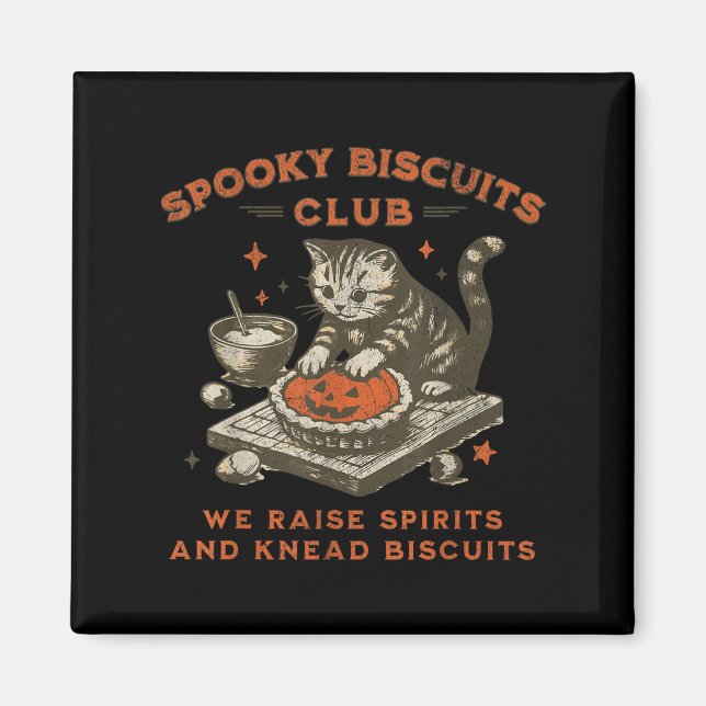 Spooky Biscuits Club Cat, Funny Halloween Baking T Magnet (Front)