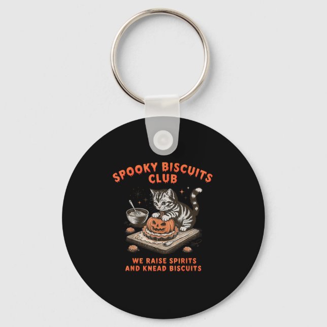 Spooky Biscuits Club Cat Halloween Baking  Keychain (Front)