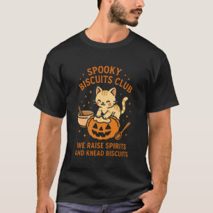 Spooky Biscuits Club Halloween Cat Pumpkin Cute Ba T-Shirt