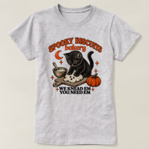 Spooky Biscuits Halloween Bakery Black Cat T-Shirt