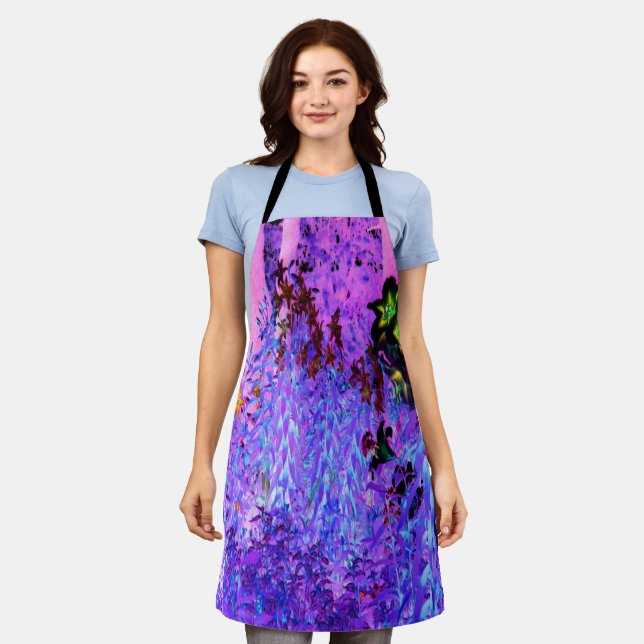 Spooky Black and Crimson Lily Garden Landscape Apron (Worn)