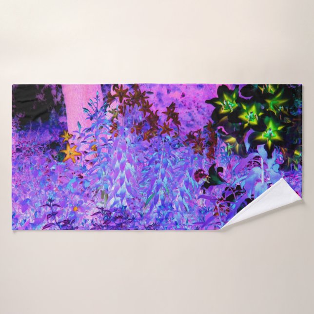 Spooky Black and Crimson Lily Garden Landscape Bath Towel (Bath Towel)