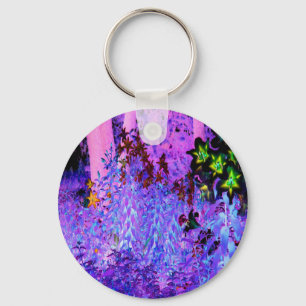 Spooky Black and Crimson Lily Garden Landscape Keychain