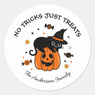 Spooky Black And Orange Halloween Party Classic Round Sticker