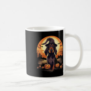 Spooky Black And Tan Coonhound Dog Witch Halloween Coffee Mug