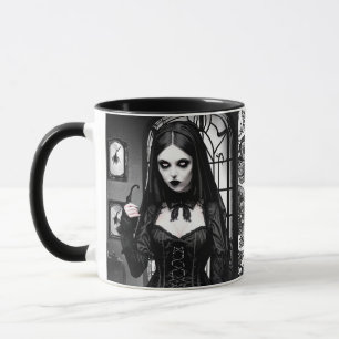 Spooky Black and White Gothic Girl  Mug