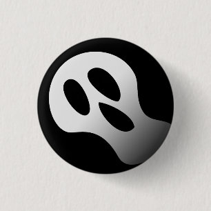 Spooky black and white scary ghost face Halloween 1 Inch Round Button