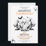Spooky Black and White Scary Ghosts Birthday Invitation<br><div class="desc">Spooky Black and White Scary Ghosts Birthday,  a nice and cool Halloween design featuring a spooky ghost with bats and spiders around.
If you have face any issues customizing the template,  feel free to message the designer :)</div>