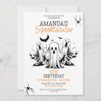 Spooky Black and White Scary Ghosts Birthday