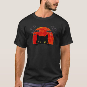 Spooky Black Bat Cat Full Moon Night Men Women Hal T-Shirt
