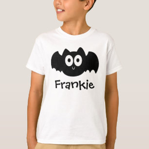 Spooky Black Bat Halloween Personalized Name T-Shirt