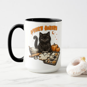 Spooky Black Cat Bakery Halloween BakingCookies Mug