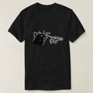 Spooky Black Cat Boop Skeleton Hand Halloween T-Shirt