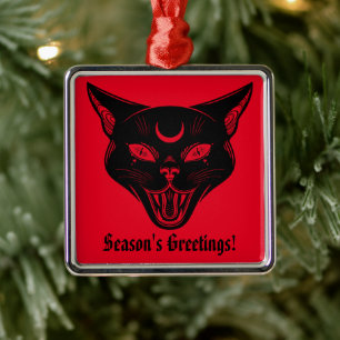 Spooky Black Cat Christmas Ornament
