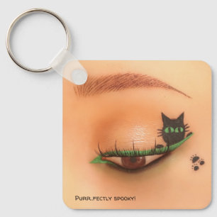 Spooky Black Cat Halloween Keychain
