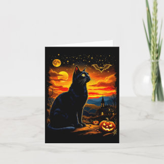Spooky Black Cat Halloween Pumpkin Patch Party Card