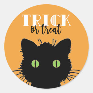 Spooky Black Cat Halloween Stickers