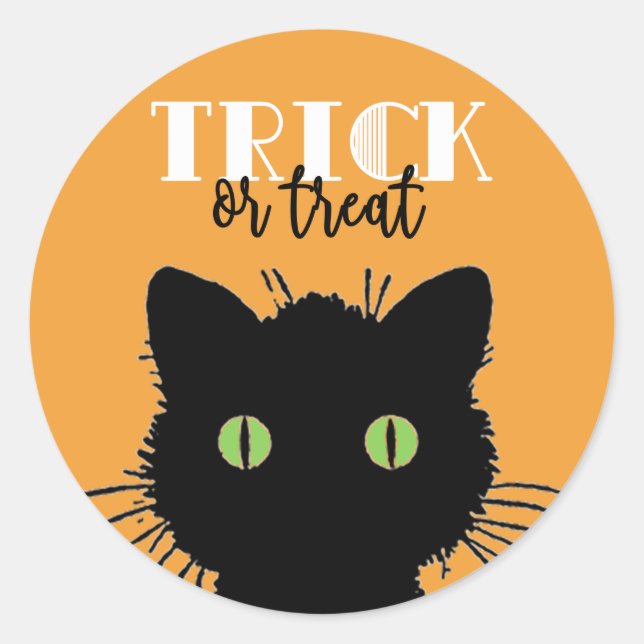 Spooky Black Cat Halloween Stickers (Front)