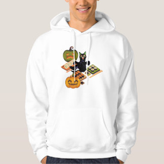 Spooky Black Cat & Halloween Sushi Feast Hoodie