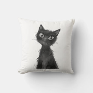 Spooky Black Cat Halloween Throw Pillow. Throw Pillow
