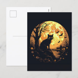 Spooky Black Cat Halloween Wallpaper — 2025 Night! Holiday Postcard