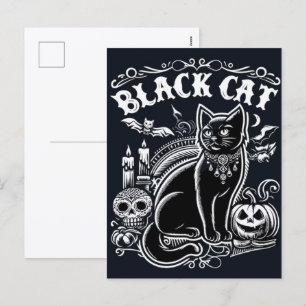 Spooky Black Cat Halloween Wallpaper — 2025 Night! Holiday Postcard