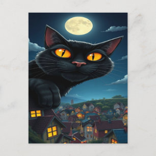 Spooky Black Cat Halloween Wallpaper — 2025 Night! Holiday Postcard
