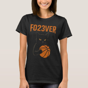 Spooky Black Cat Holding Sketll Halloween Scene T-Shirt