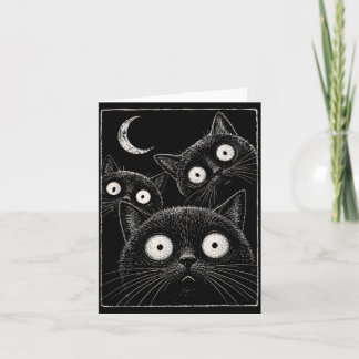 Spooky Black Cat Moon Gothic Cute Halloween Card